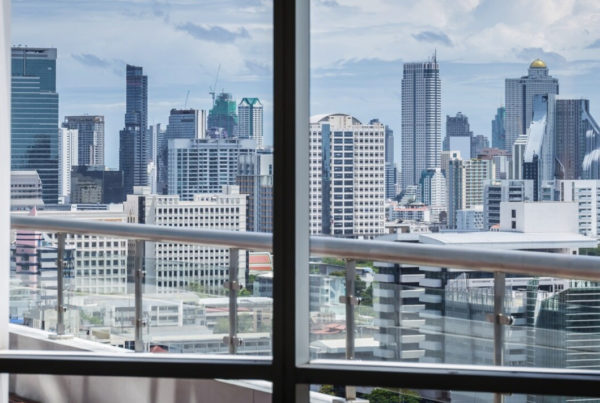 Large windows in highrise building