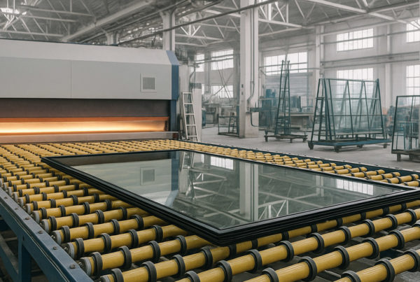 Large jumbo window on a conveyor belt